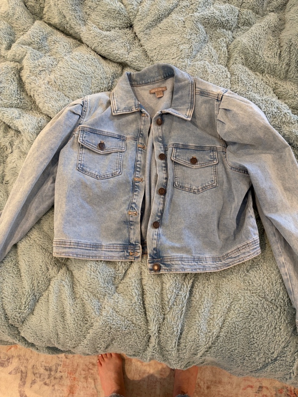 Falls Creek Light Wash Denim Jacket - Casual Button-Up